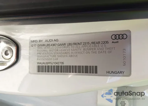 2018 Audi A3 2.0T Premium/2.0T Tech Premium from USA, damaged, VIN WAUAUGFF5J1042735